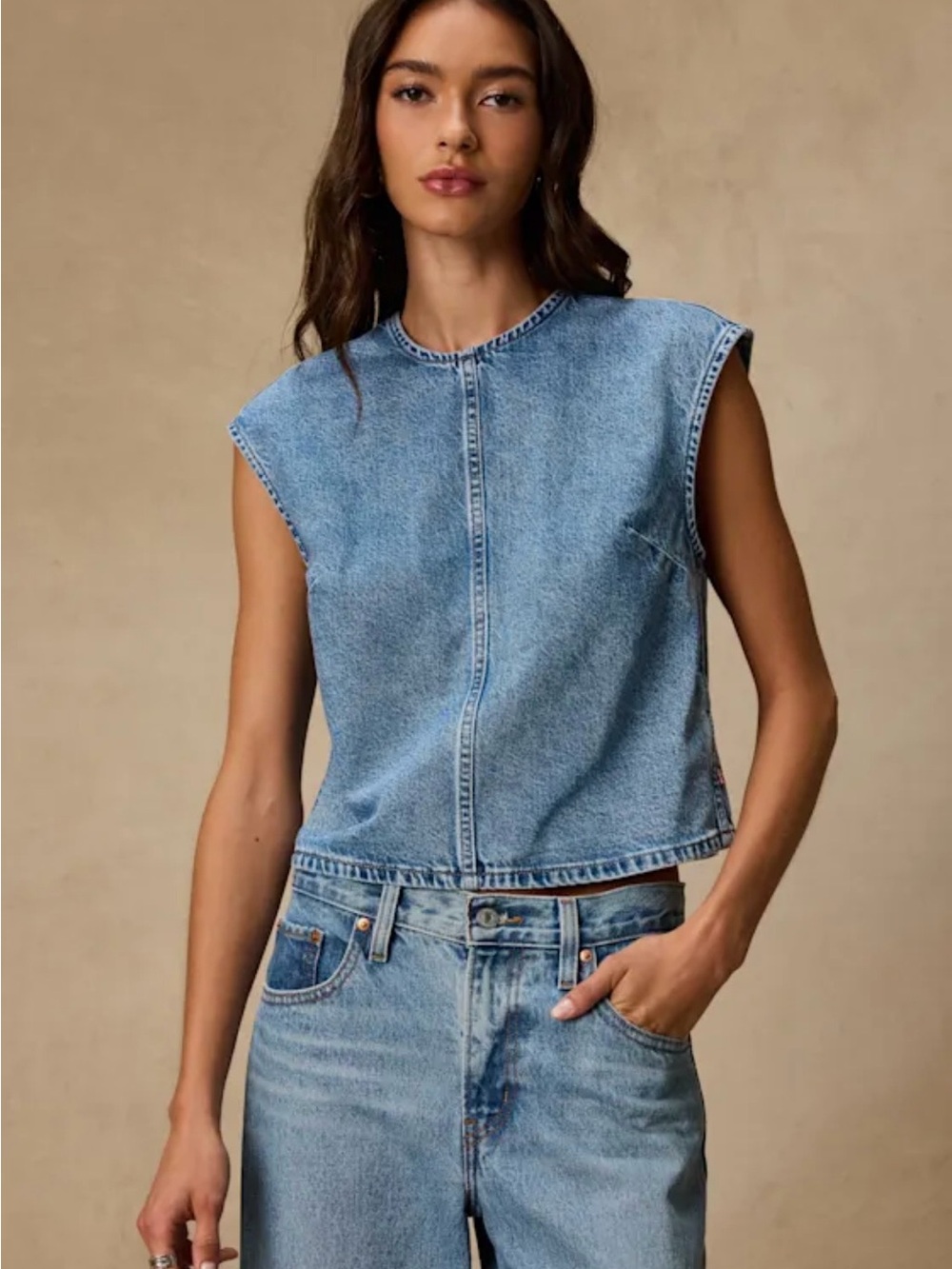 Lulu's Light Blue Denim Boxy Sleeveless Tank